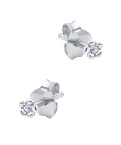 Mini Flower CZ Silver Stud Earring STS-6676